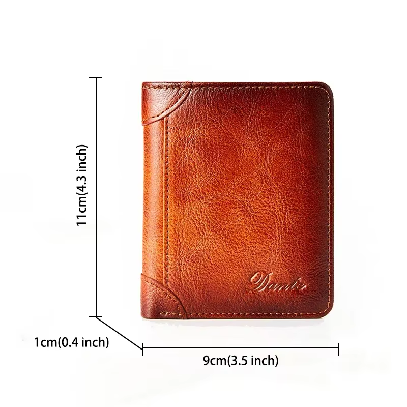 Portefeuille en cuir véritable Pour hommes deux sacs à main pliants RFID porte-cartes