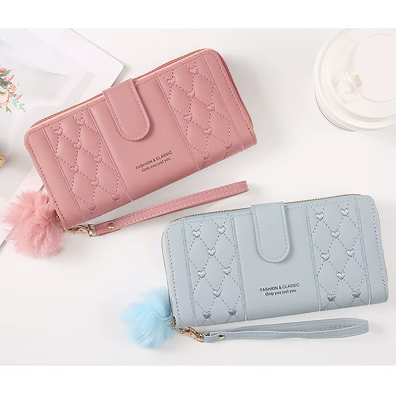 Portefeuille Long en cuir Pu pour femmes
