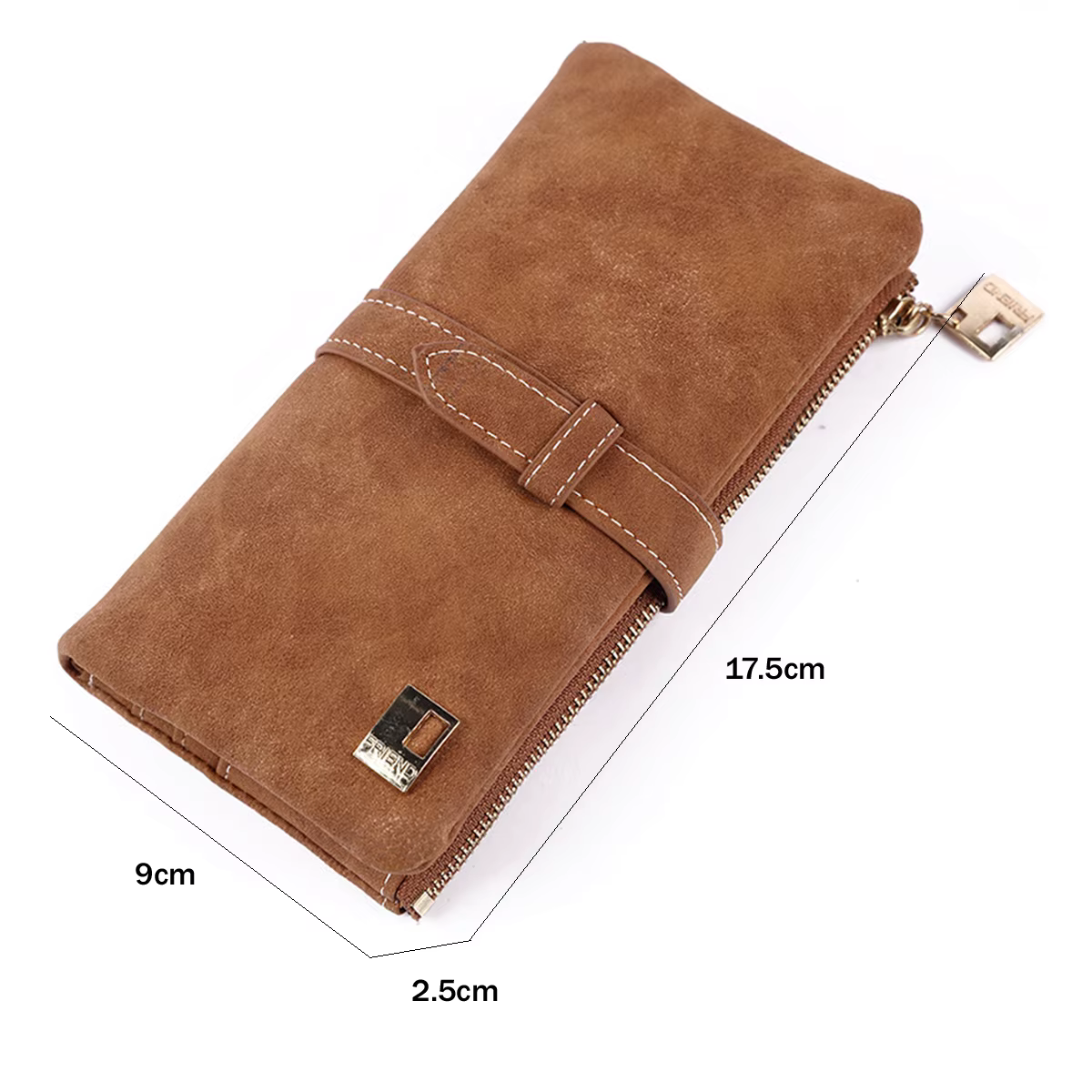 Portefeuille long vintage pour femme en cuir PU mat