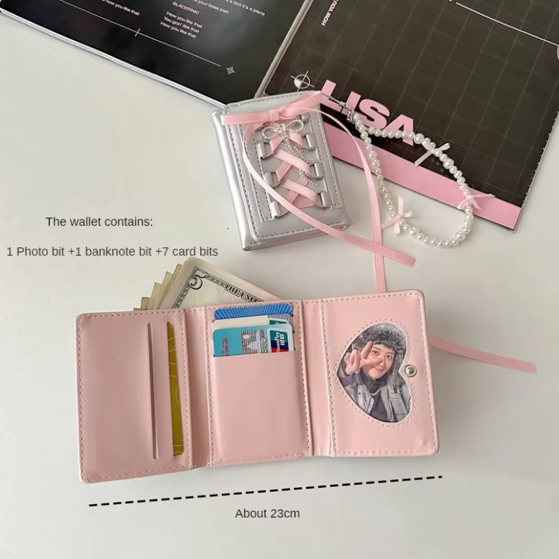 Argent doux portefeuilles pour femmes Y2k à sangle concepteur Original mode court porte-monnaie Style coréen décontracté nouveau mignon portefeuille sac à main