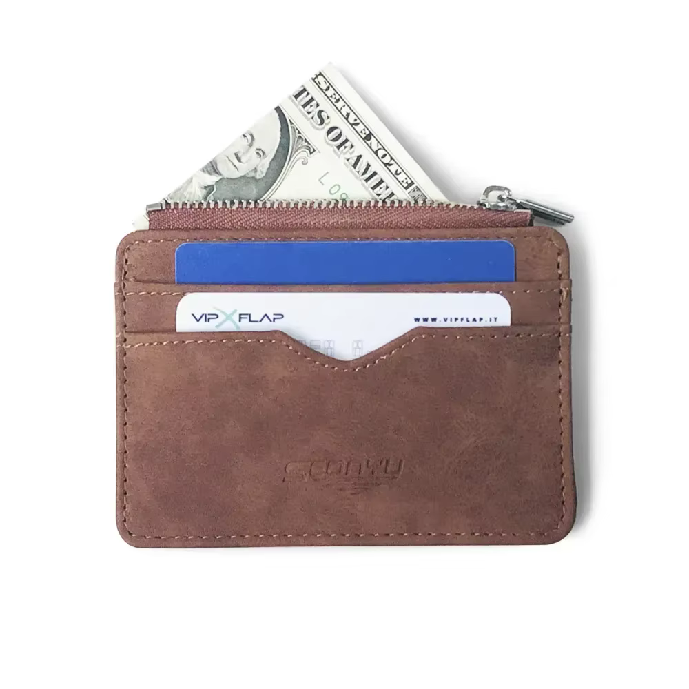 Portefeuille court en cuir mat pour hommes