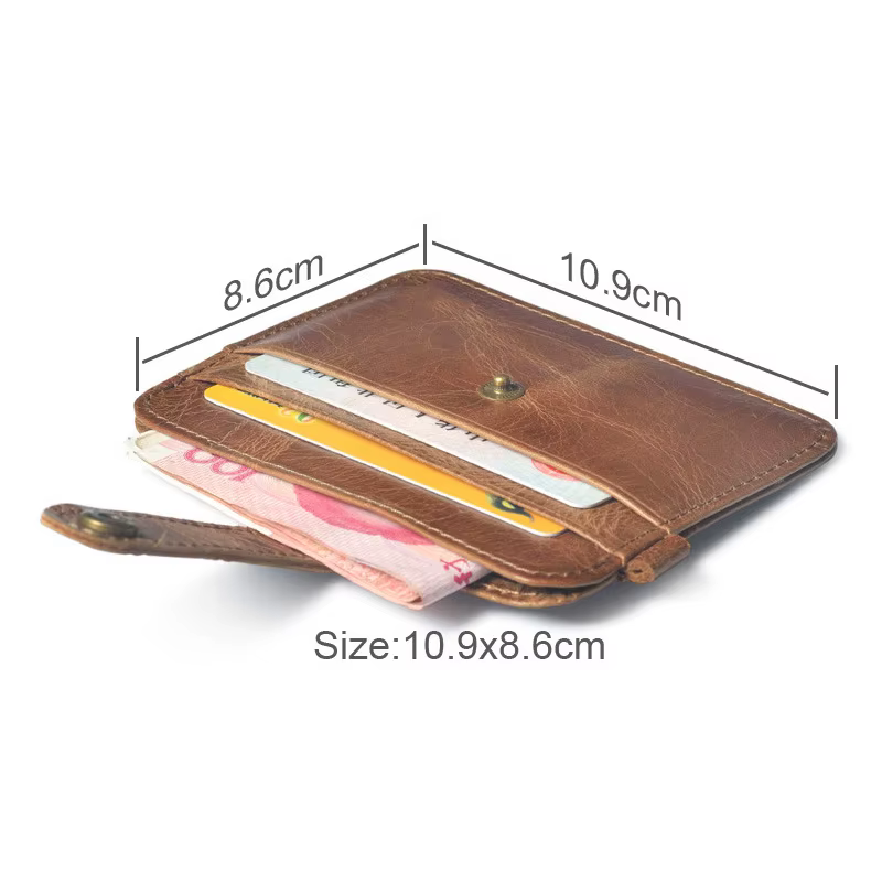 Portefeuille mince en cuir véritable pour hommes – Mini porte-monnaie Ultra fin avec porte-carte