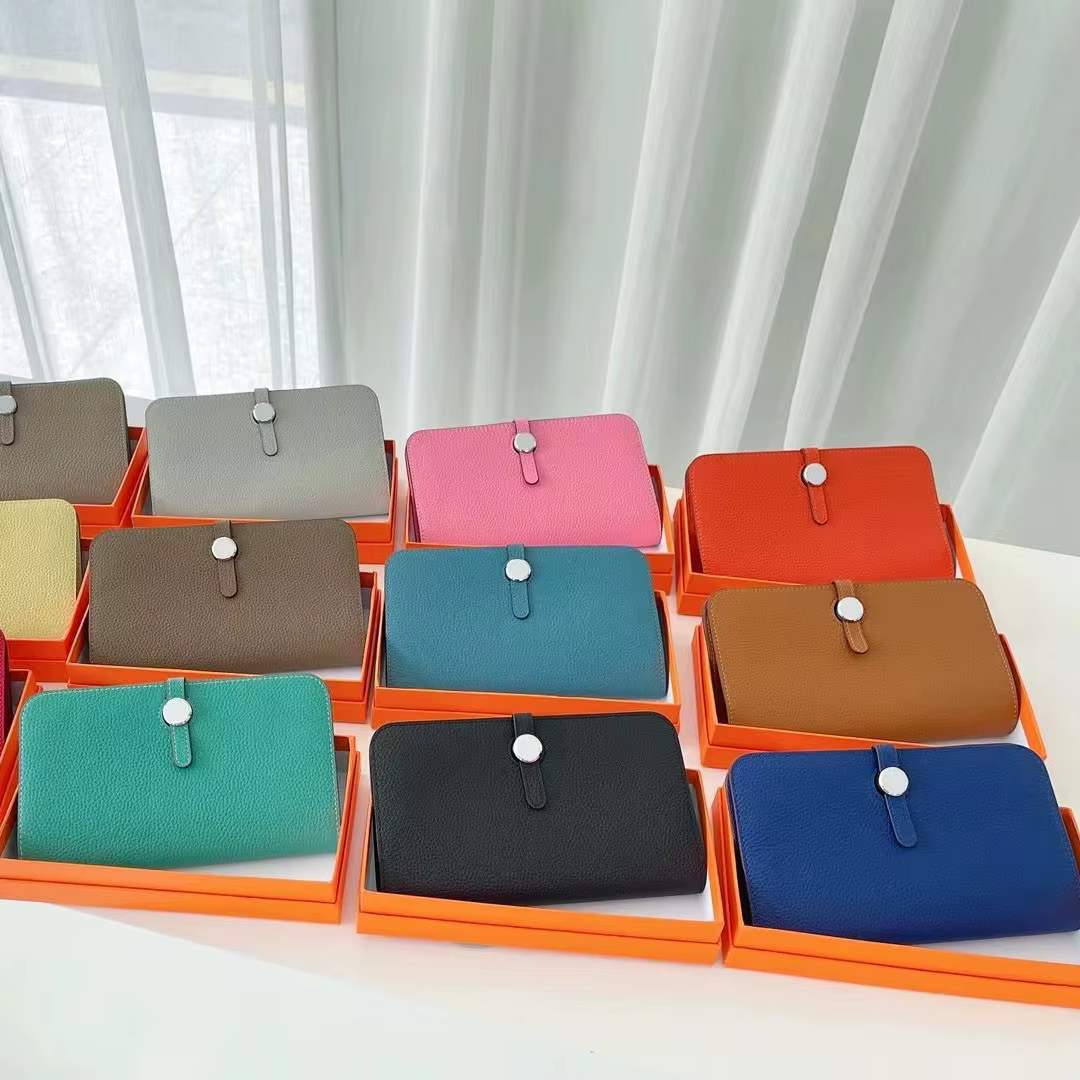 Portefeuille long en cuir véritable pour femmes