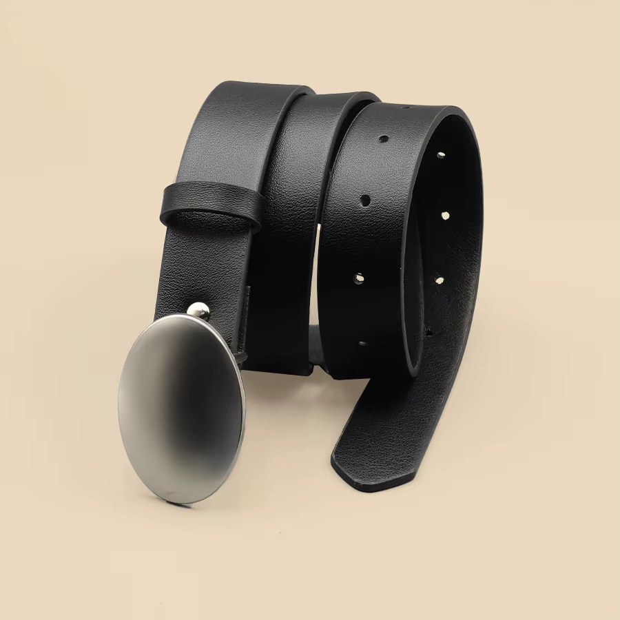 Ceinture ovale à boucle en métal lisse