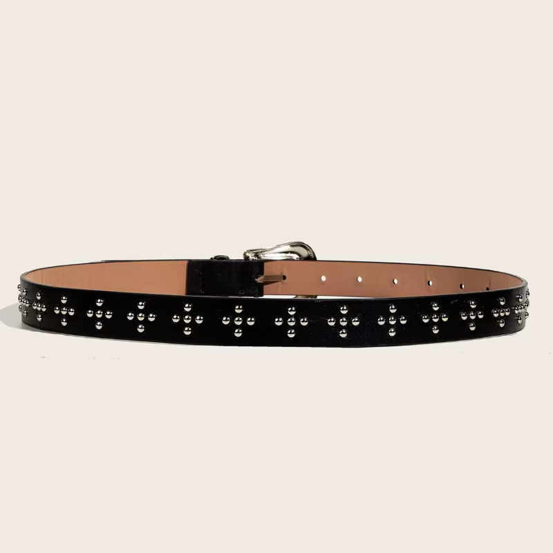 Ceinture de style rétro européen et américain avec boucle en métal embossée