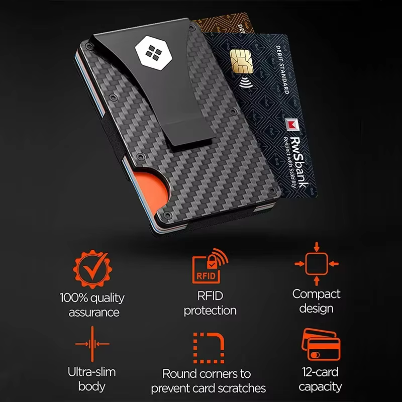 Portefeuille mince minimaliste en Fiber de carbone Carteira pour hommes Cartera Tarjetero Hombre RFID porte-carte de crédit en cachemire de luxe