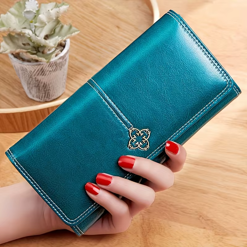 Portefeuille vintage pour femme – Design ultra-fin à deux volets