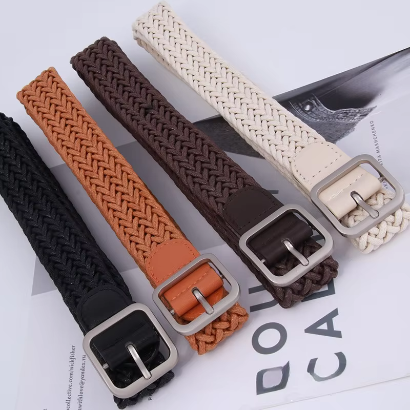Ceinture en corde de chanvre tressée tendance pour femme, style coréen rétro, pour étudiantes - 1 pièce