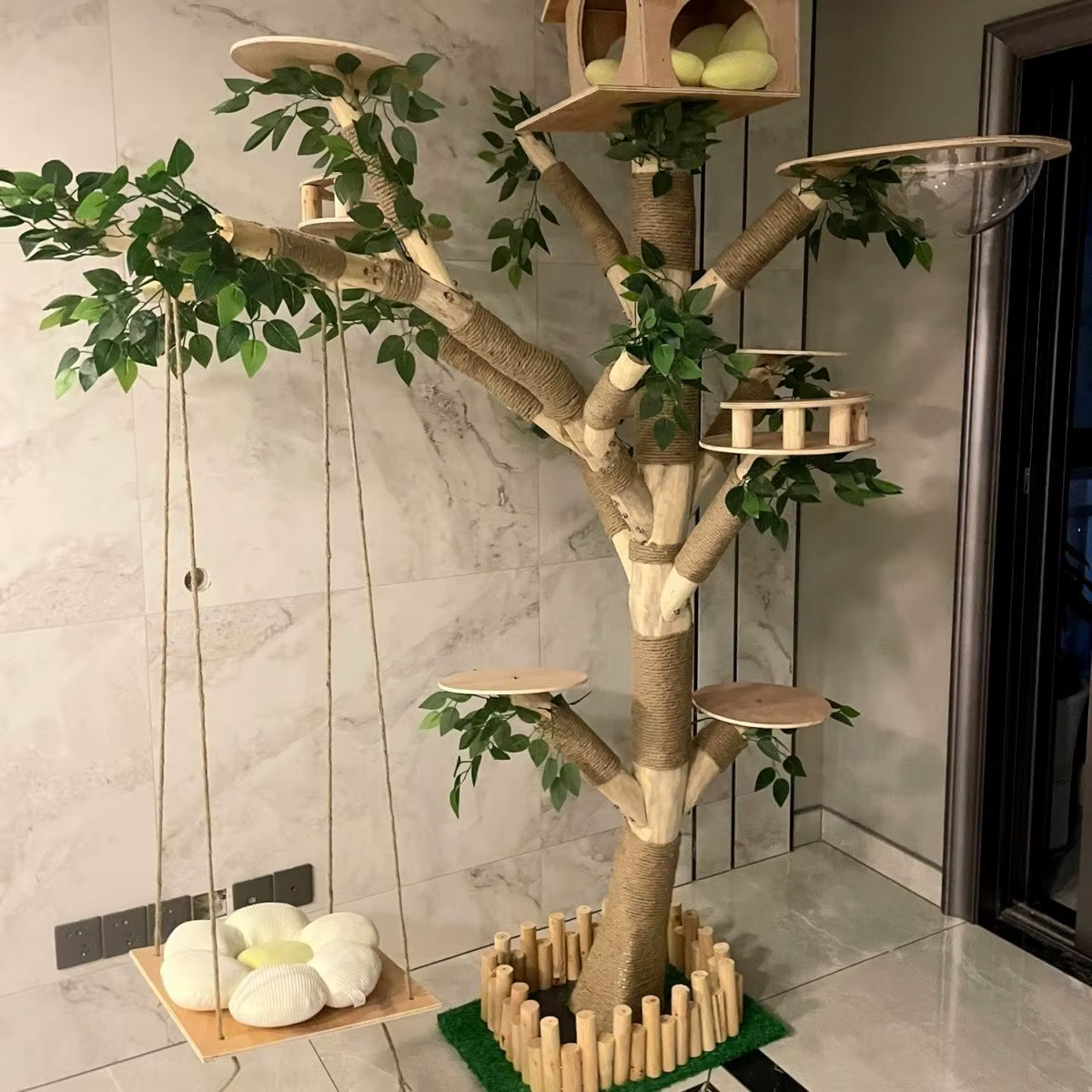 Arbre de simulation d'intérieur pour chat, grand cadre d'escalade familial, fournitures de dressage pour animaux de compagnie, grattoirs à tour pour chats, accessoires pour animaux de compagnie