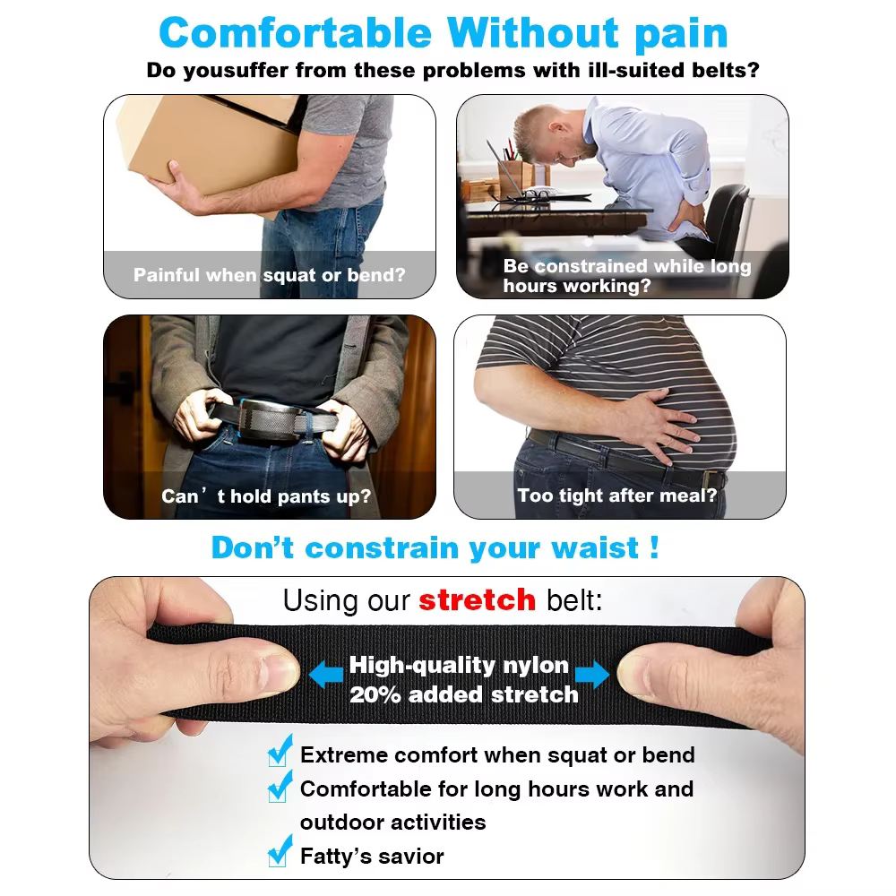 Ceinture élastique en alliage de métal pour hommes
