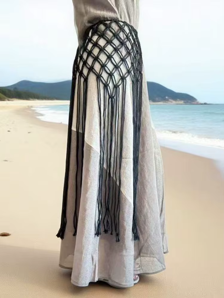 Ceintures Macramé à Franges – Ceinture Bohème à Nœuds Faits Main avec Pompons – Accessoire Chic pour Femme Été 2026