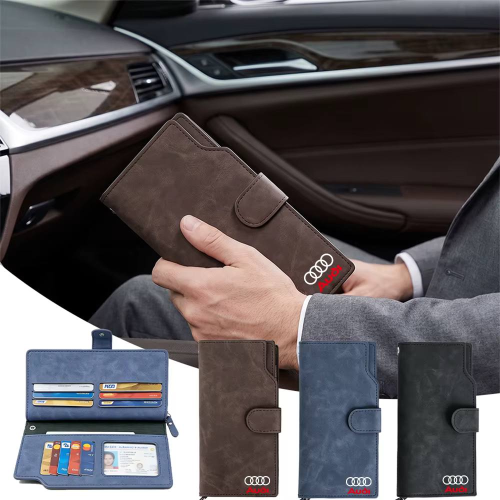 Portefeuille de rangement pour permis de conduire et cartes de crédit avec logo Audi Sline TT RS S Quattro A3 A4 A5 A6 A7 S3 S4 S5 S6 S7 Q3 Q4