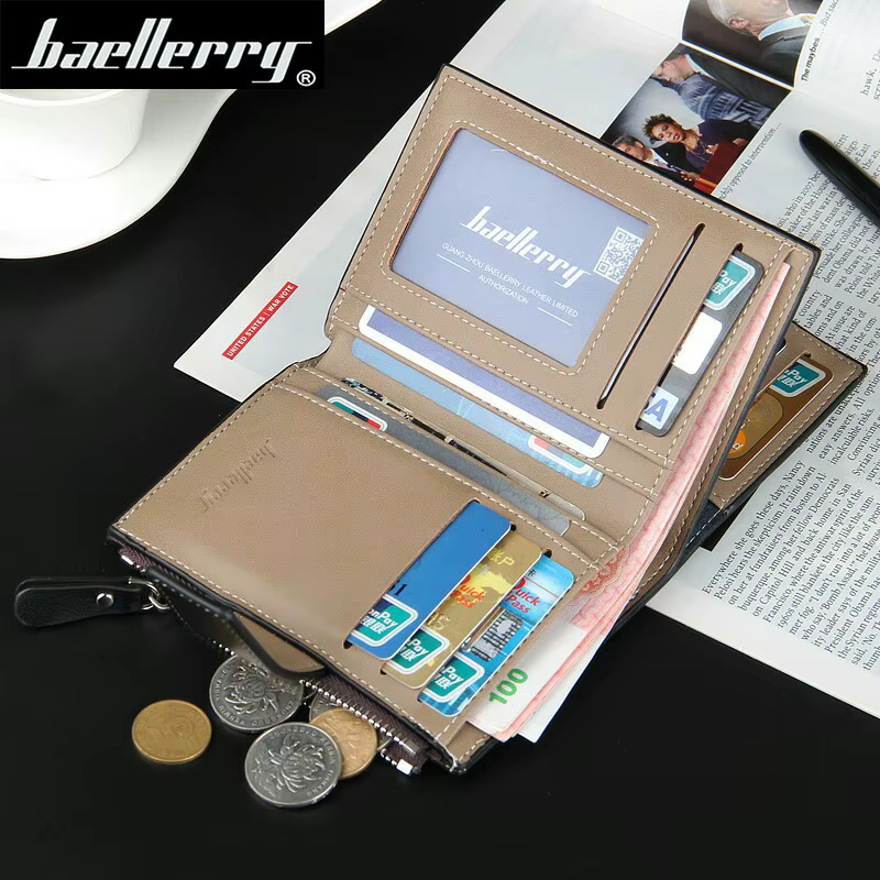 Baellerry court luxe hommes portefeuilles fermeture éclair monnaie poche porte-carte homme portefeuille pochette