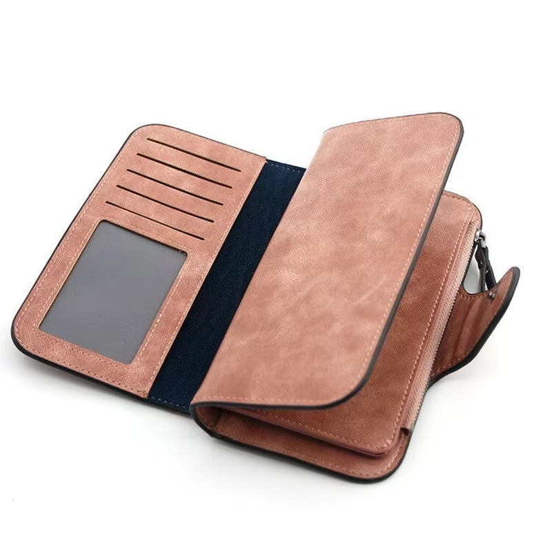Mode portefeuille femme longue pochette en cuir PU sac à main grande capacité porte-carte fermeture éclair porte-monnaie sac d'argent pour dames