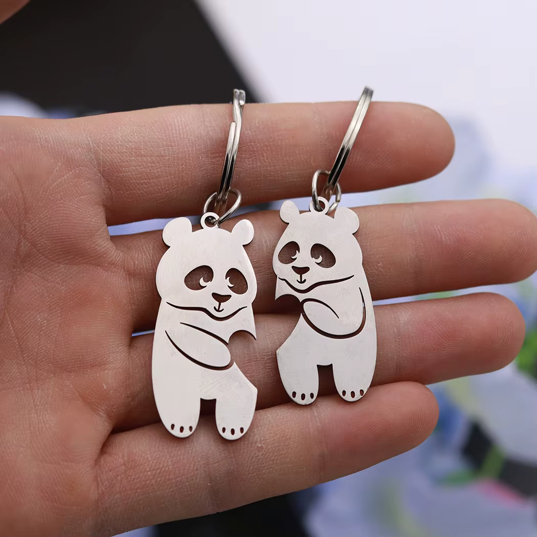 Porte-clés romantique en forme de cœur et de Panda