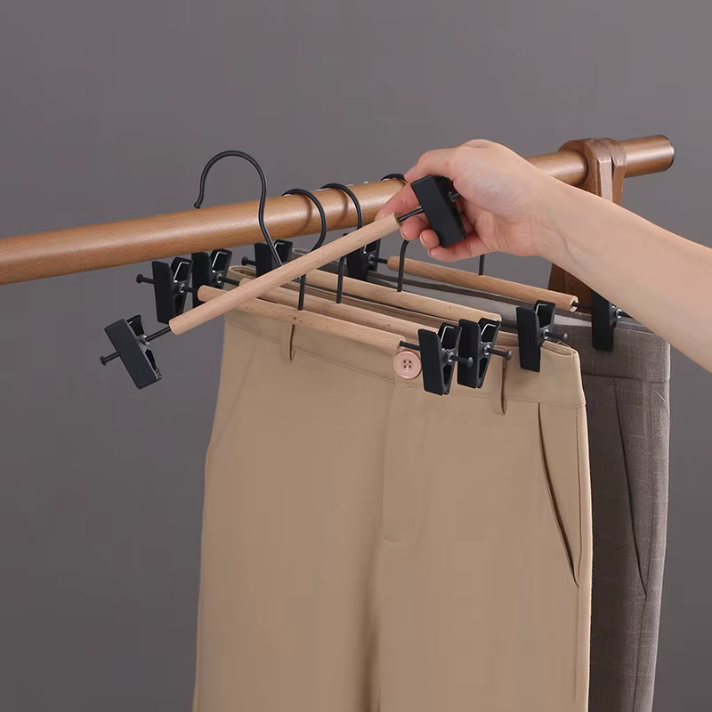 Cintres durables en fer + bois, 5 pièces, support de séchage avec Clip pour jupe, short, chaussettes, sous-vêtements, supports de rangement, organisateur