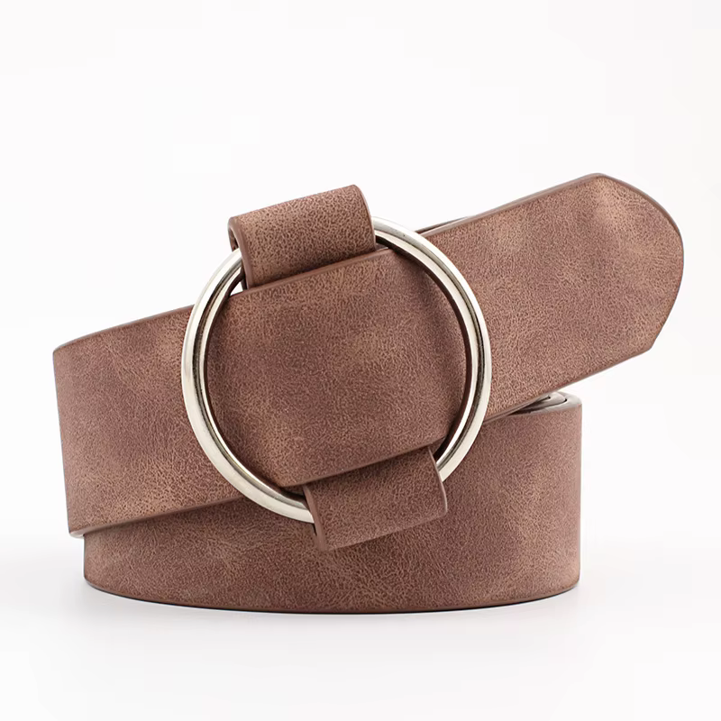 Ceinture tendance en simili cuir pour femmes, Design à boucle ronde, Simple et polyvalente, décoration pour jeunes étudiants, ceinture en jean