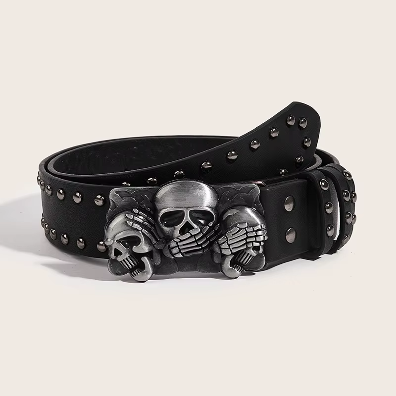 Desinger ceintures pour femmes de haute qualité marque de luxe Punk Goth Rivet noir jean unisexe hommes ceinture patte
