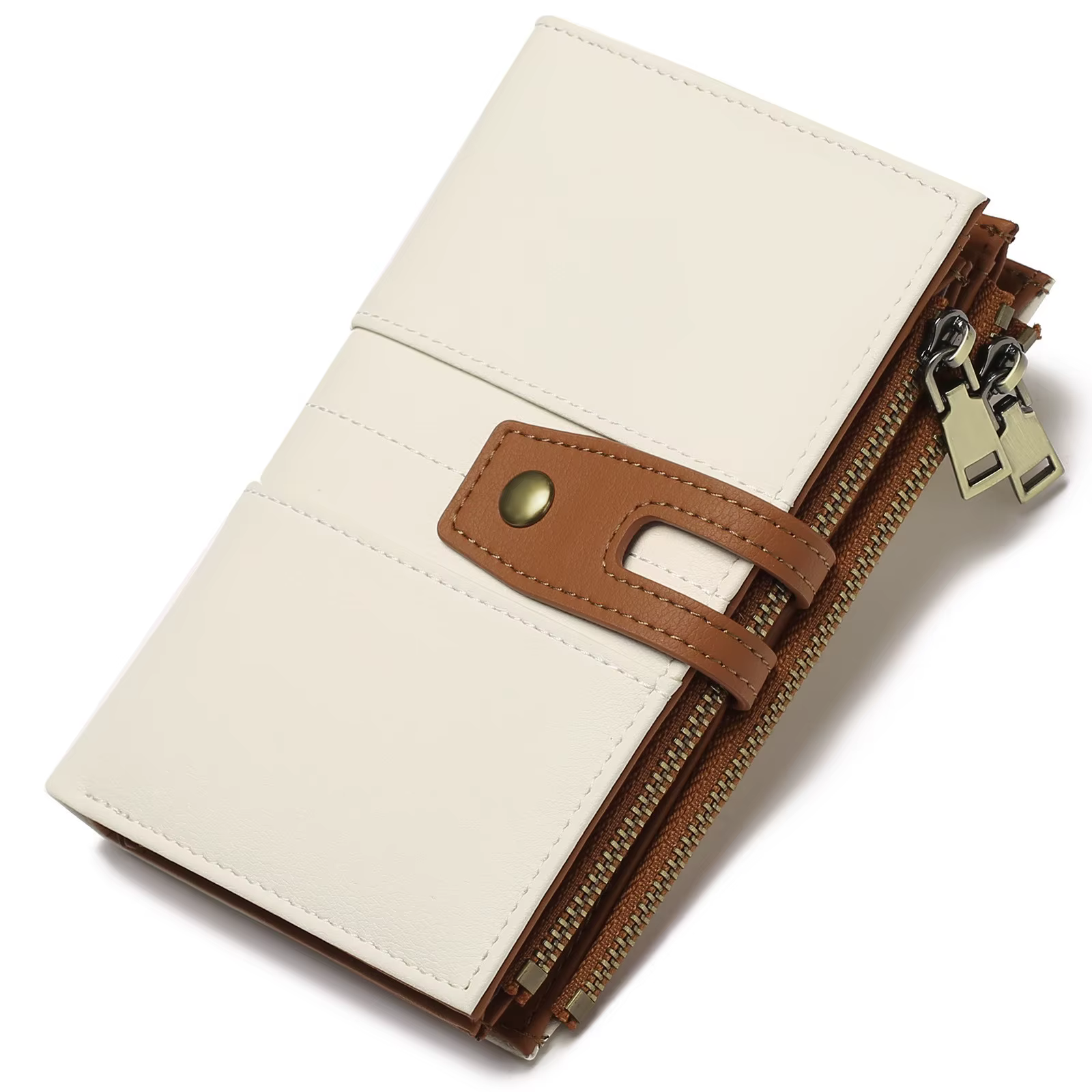 Zency-Portefeuille long en cuir véritable unisexe, pochette en cuir de vachette, plusieurs fentes pour cartes, porte-monnaie, porte-monnaie, multifonction, classique