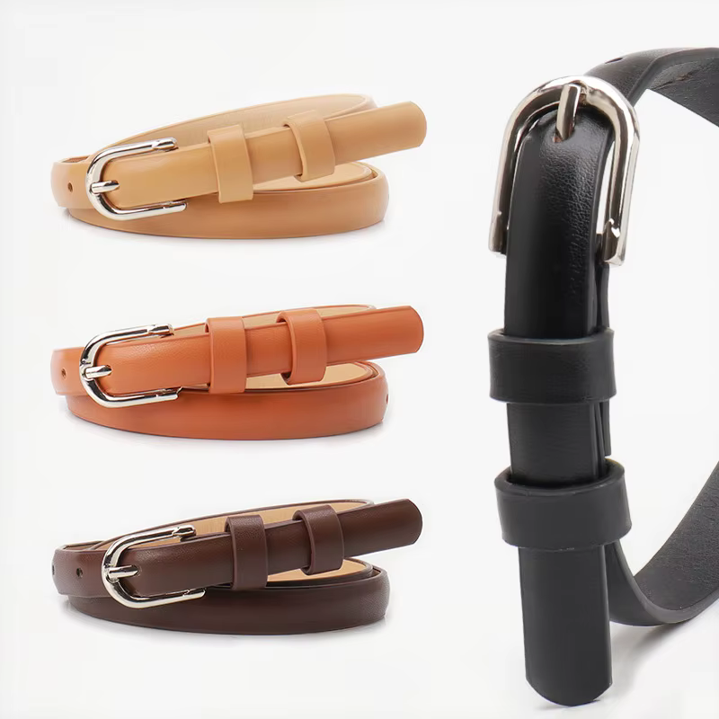 Ceinture fine en cuir PU pour femmes