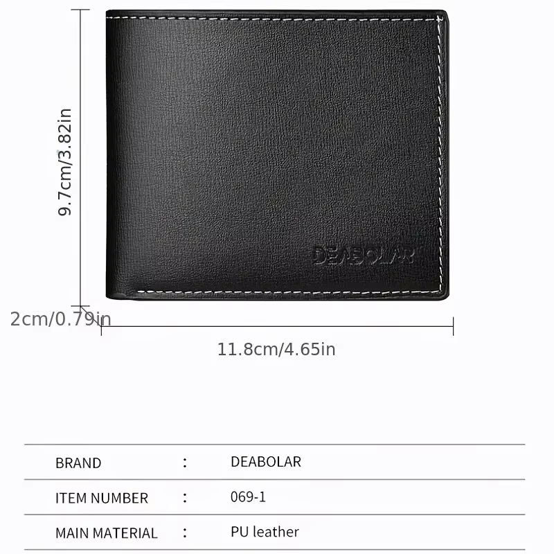 Portefeuille court en cuir pour hommes