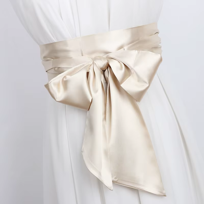 Ceinture large en ruban de Satin pour femmes
