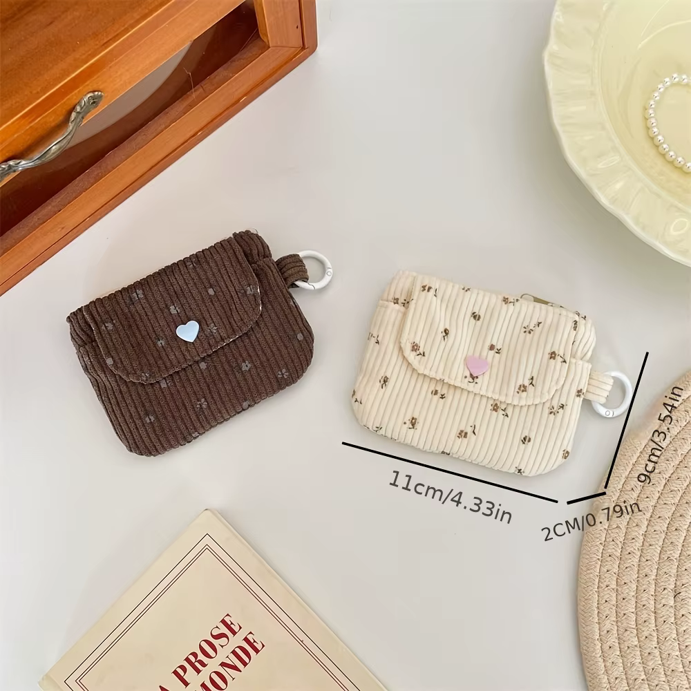 Porte-monnaie en velours côtelé, portefeuille pour femme, porte-cartes à fermeture éclair, pochette pour cartes bancaires et d'identité, trousse à maquillage pour rouge à lèvres