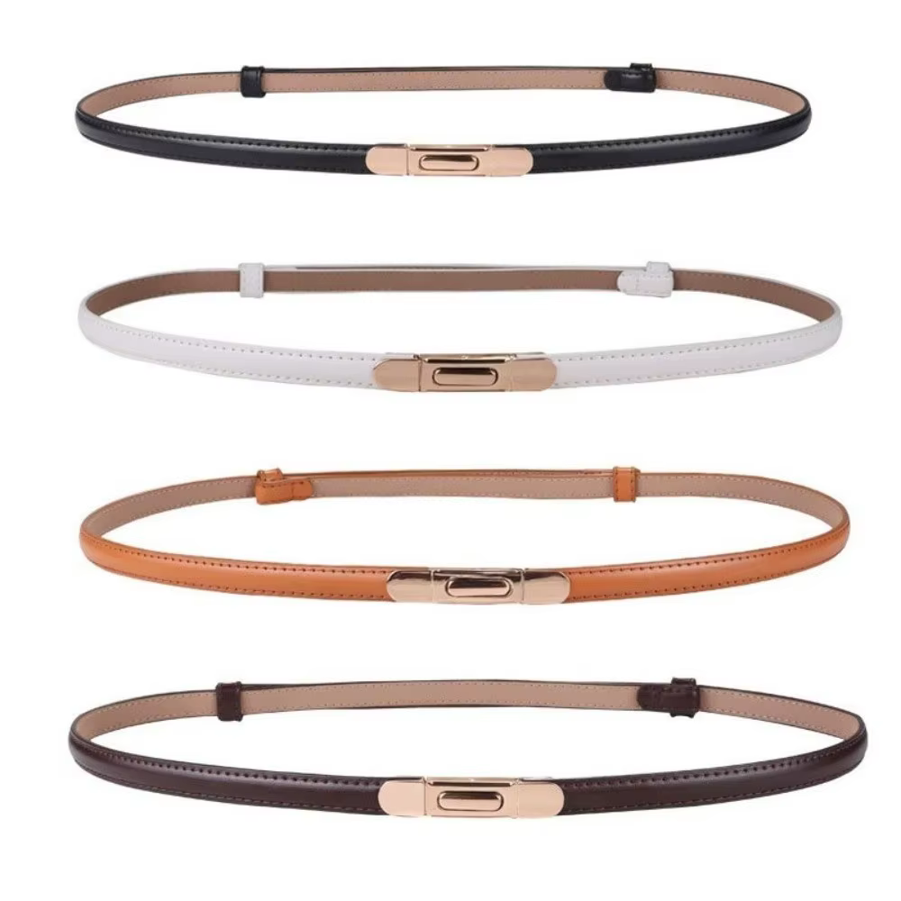 Ceinture fine de luxe pour femme avec boucle à ressort