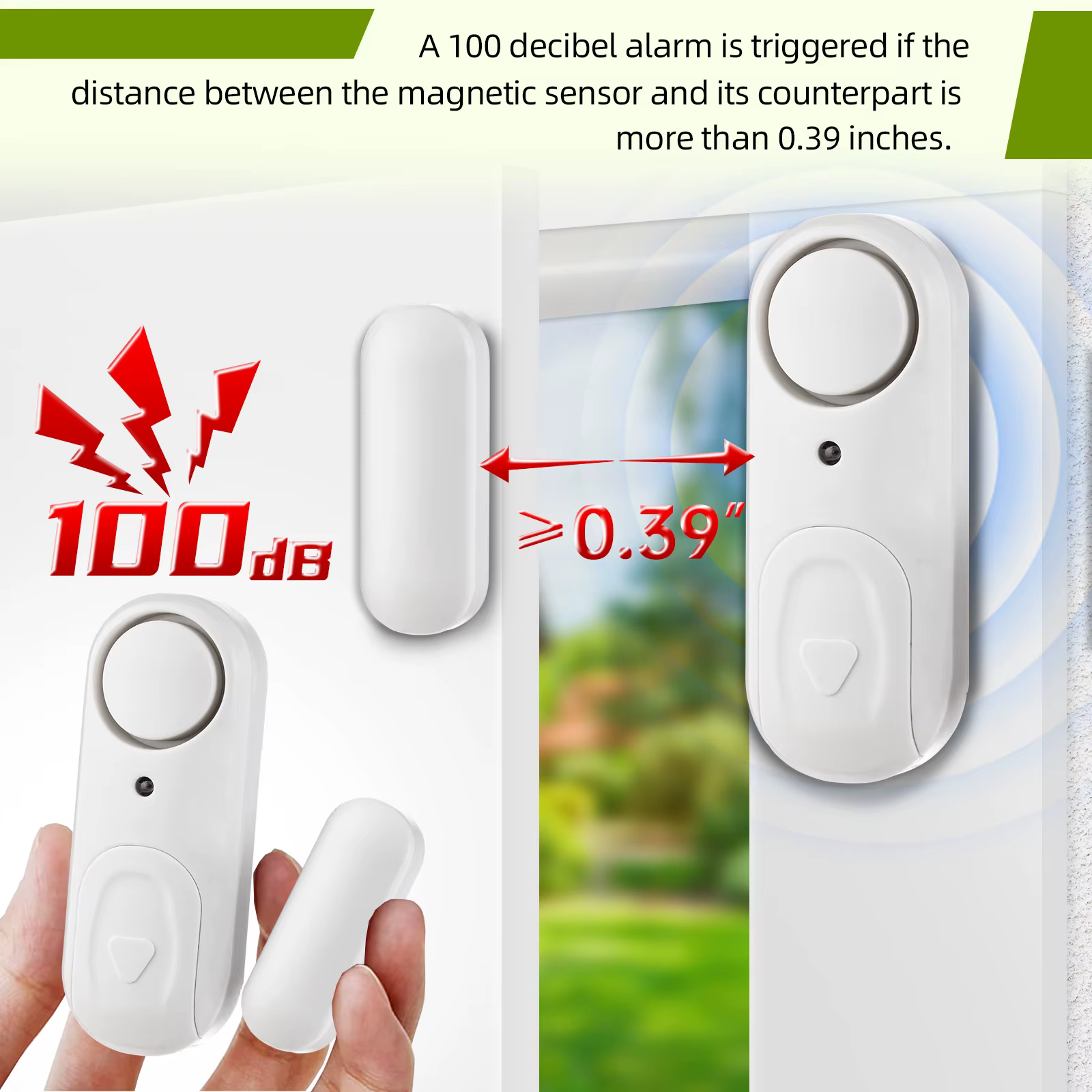 KERUI Door-Détecteur magnétique de porte et fenêtre avec batterie, capteur de porte 100dB, alarme de sécurité sans fil pour le travail à domicile de manière indépendante