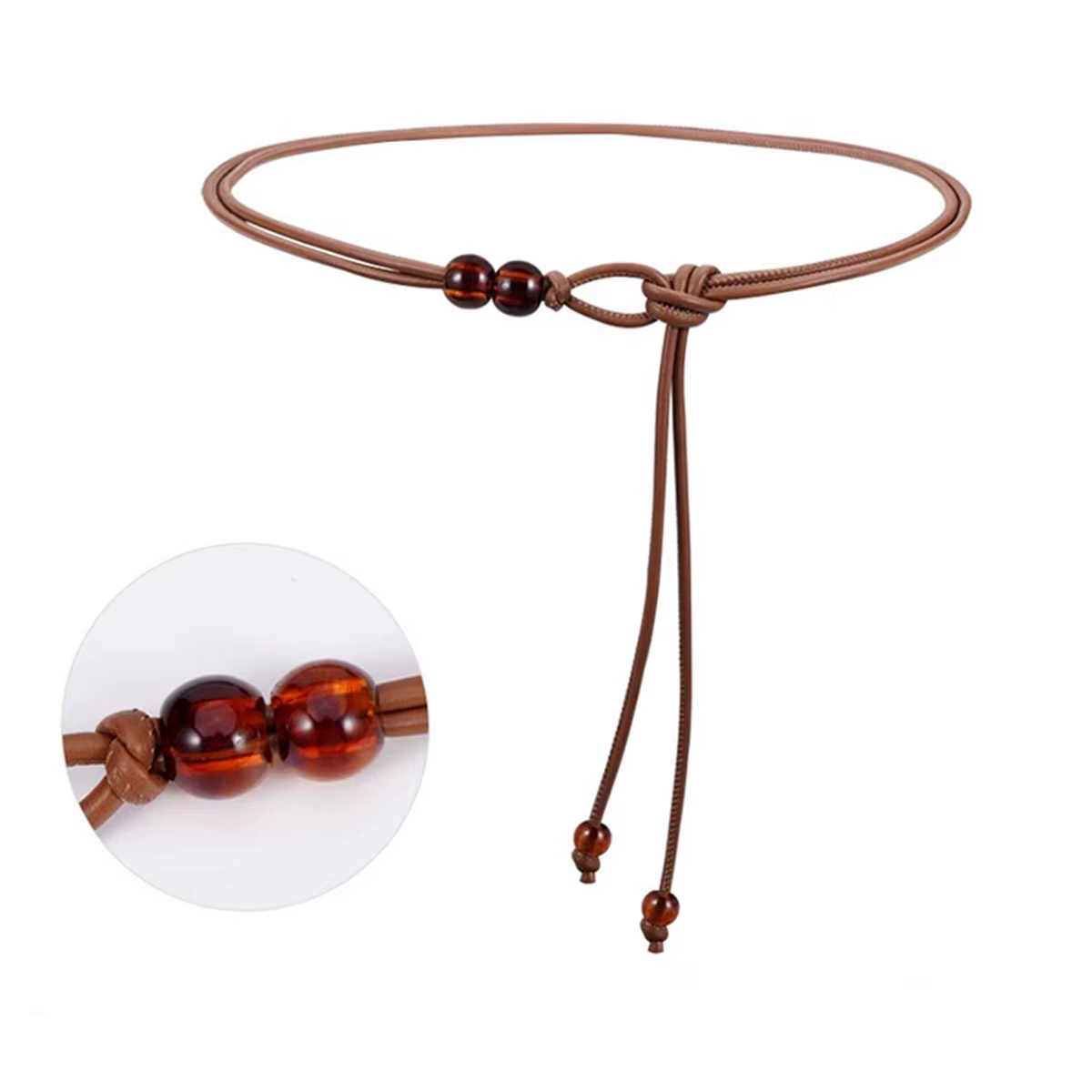 Ceinture ajustable marron pour femme avec perles, ceinture amincissante pour robes, chemises, vestes – Rehausseur de style jour et nuit