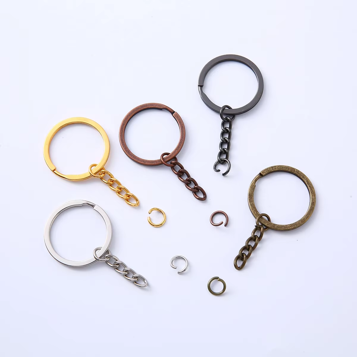 10/20/50/100 pcs/lot porte-clés porte-clés 6 couleurs plaqué 30mm rond fendu porte-clés en gros