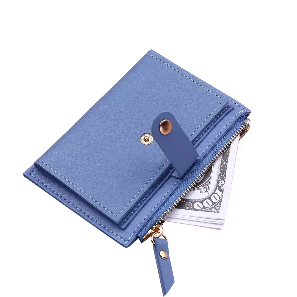 Portefeuille femme en cuir PU porte-cartes multi-cartes avec poche à monnaie zippée