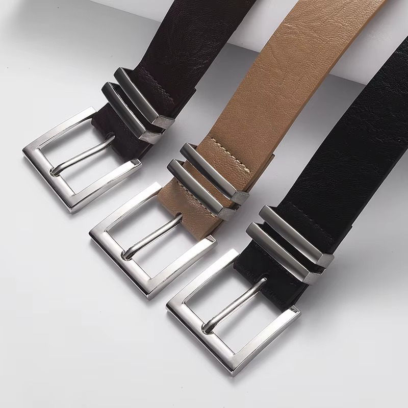 Ceinture en cuir Pu noir pour femmes, boucle ardillon argentée, Design Simple, accessoires pour jeans, ceinture gothique rétro imprimé léopard