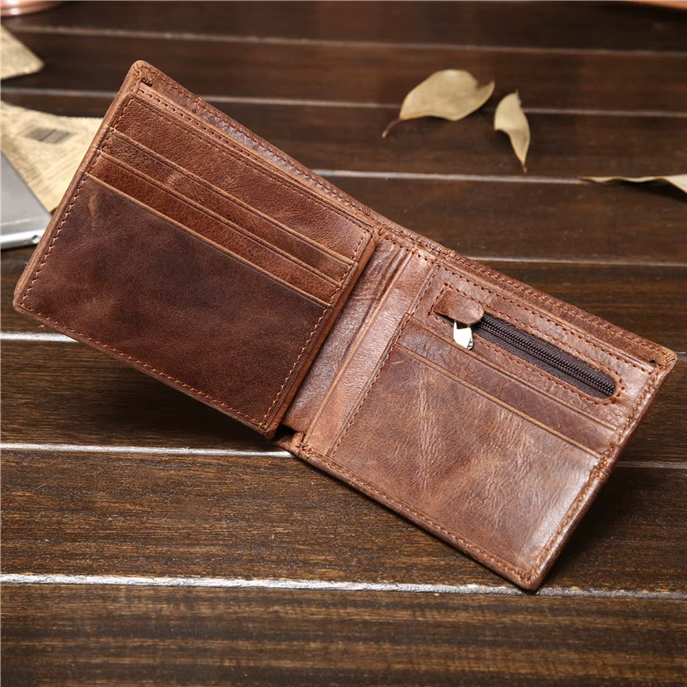 Portefeuille en cuir véritable personnalisé pour homme - style court