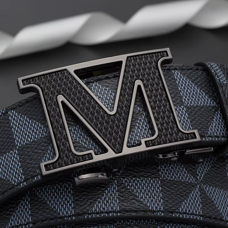 Ceinture en cuir pour hommes avec boucle automatique en métal