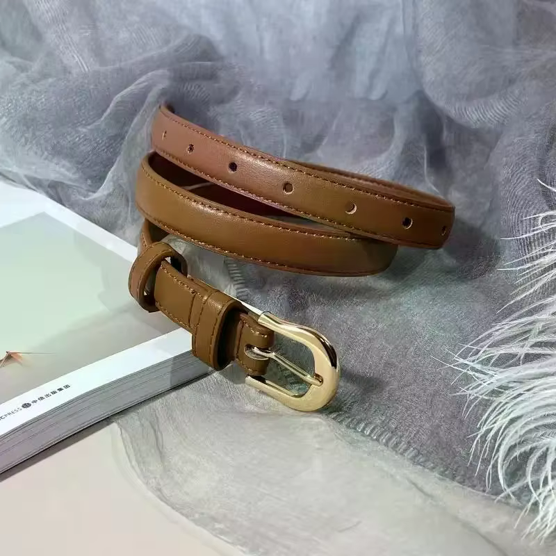 Ceinture pour femme en cuir PU de 2 cm de large avec boucle métallique