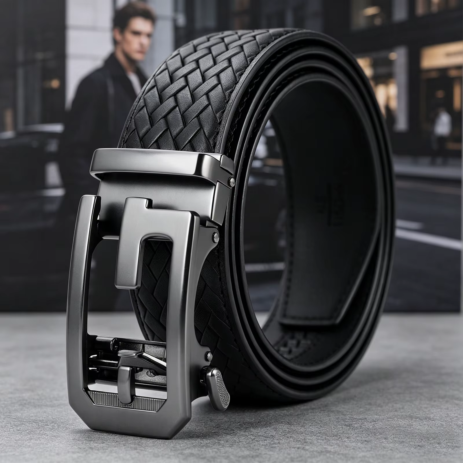 Ceinture pour homme en cuir véritable avec boucle automatique en alliage métallique, design de luxe de marque, ceintures de taille pour homme, sangle masculine