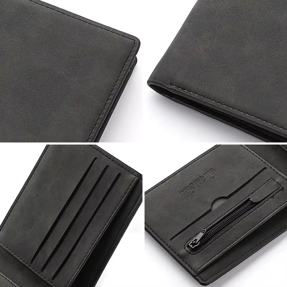2023 Nouveau Portefeuille Hommes Court Dollar Clip Zipper Simple En Cuir Souple Léger