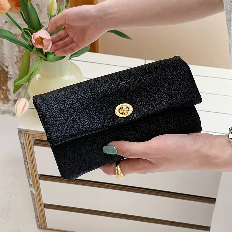 Portefeuille noir exquis pour femmes
