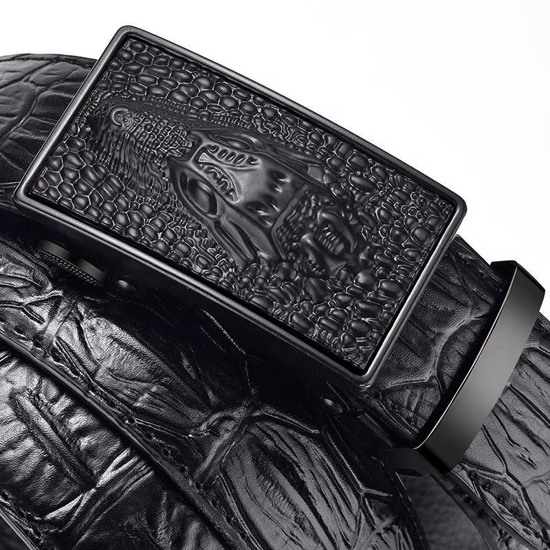 Ceinture en cuir véritable pour homme, ceinture de luxe de qualité supérieure, marque célèbre, boucle automatique, motif Crocodile, ZD2137