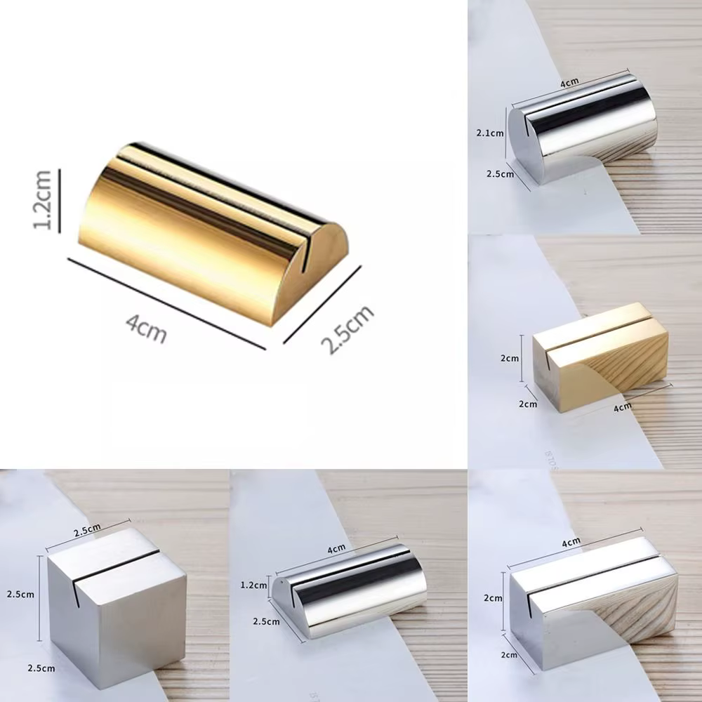 Porte-cartes de table en acier inoxydable durable, support photo de forme géométrique solide, pince stable pour menu, idéal pour hôtel