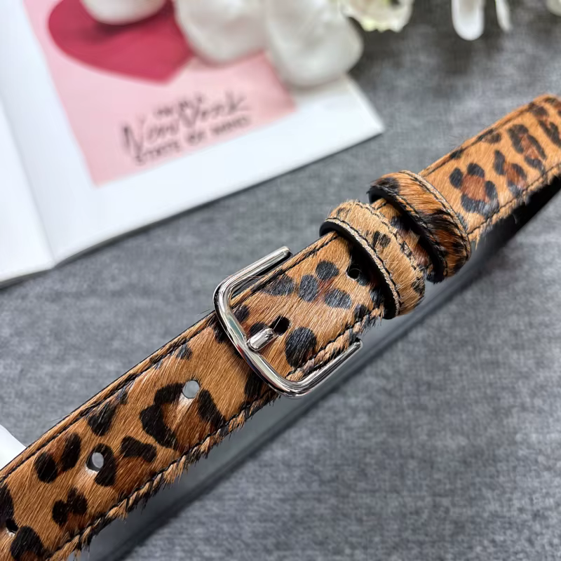 Ceinture imprimée léopard en fourrure de cheval
