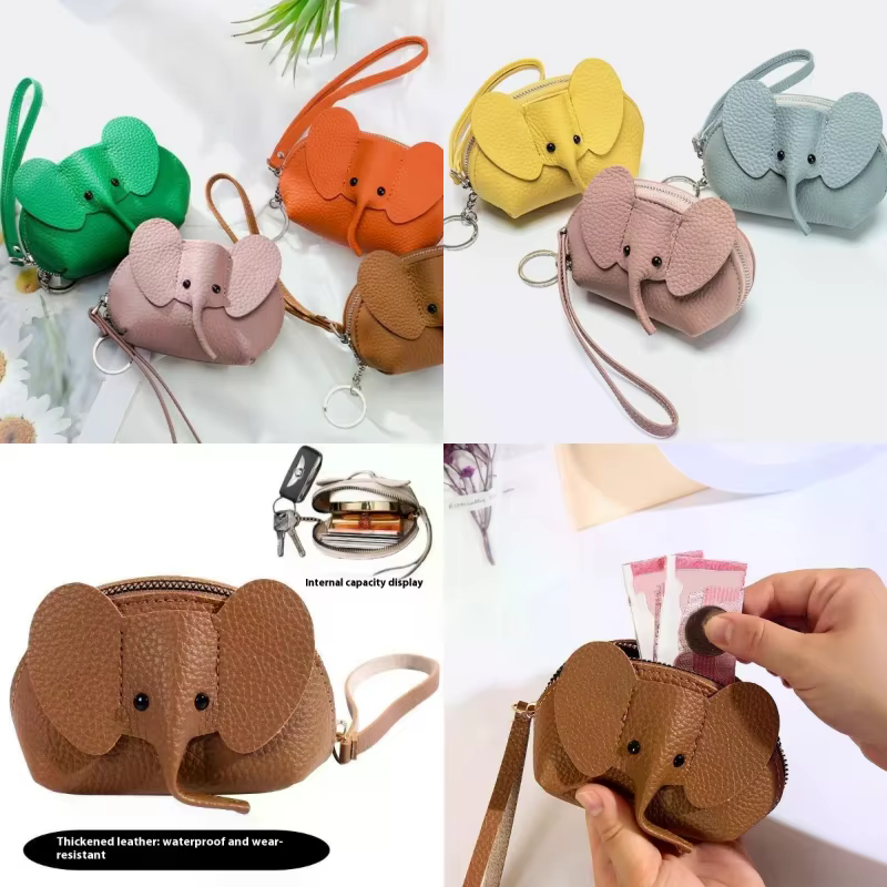 Mignon petit éléphant portefeuille Cosplay Anime Pu sac à main