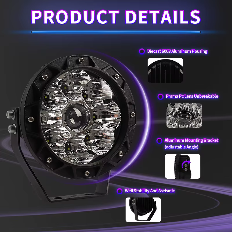 Projecteur de lumière de recherche pour voiture, ampoules LED pour longue portée 4x4, conduite hors route, faisceaux d'inondation 12v 24v, voiture camion ATV SUV