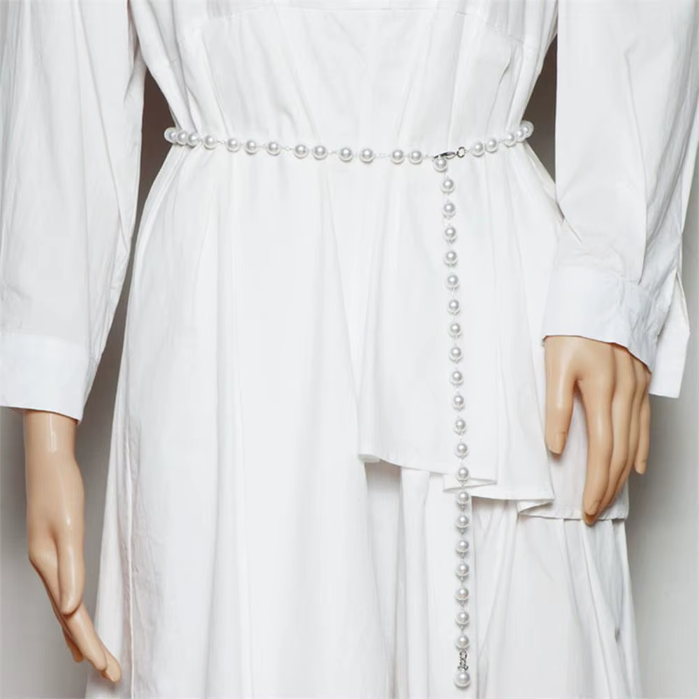 Ceinture de perles blanches pour femmes