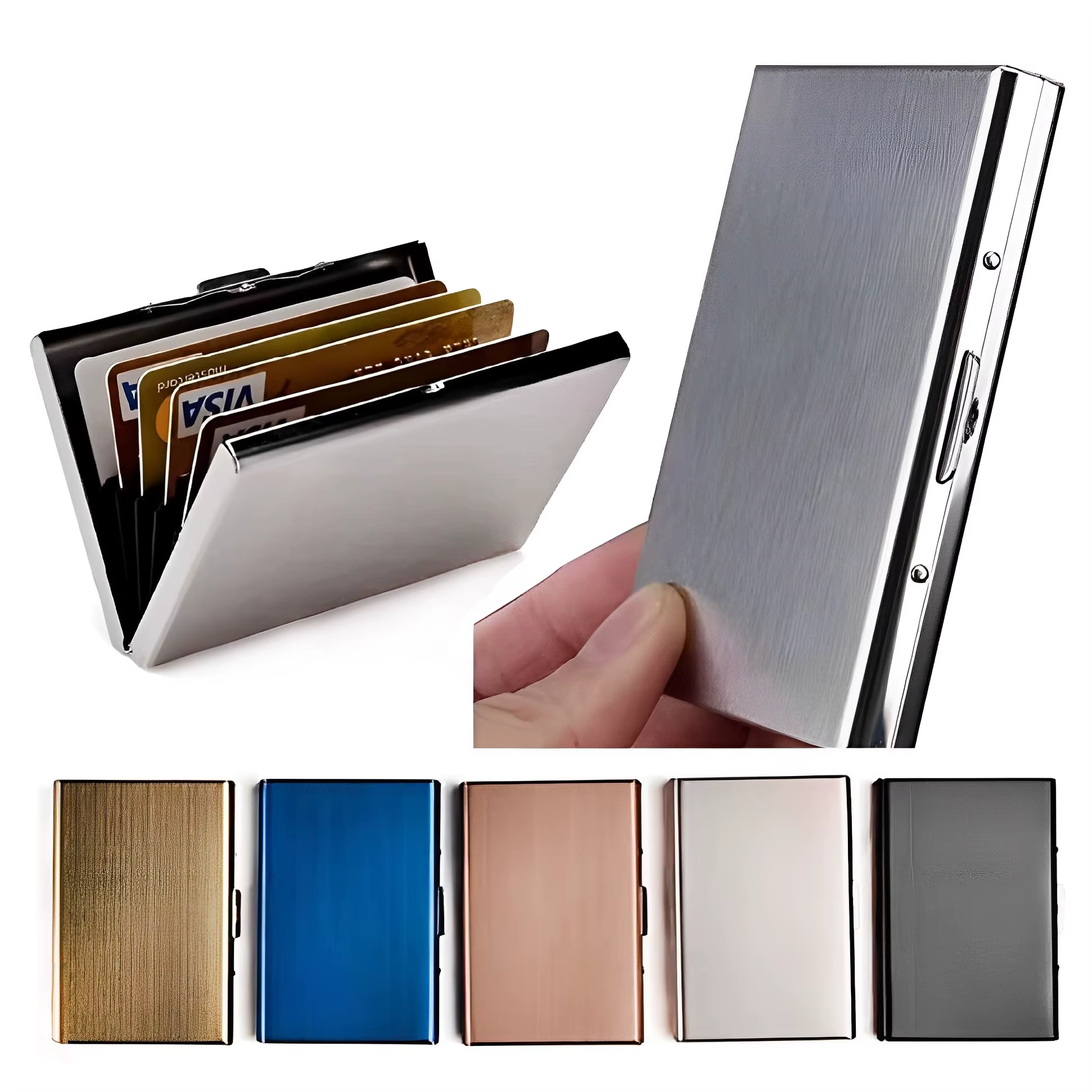 Antivol ANTI Rfid blocage ID banque porte-carte de crédit portefeuilles hommes mince boîte en aluminium métal Mini