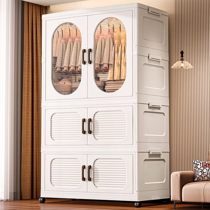 Armoire pliable à double porte de 60 cm avec roulettes – Rangement à fermeture magnétique de grande capacité pour vêtements/couettes, chambre à coucher/salon