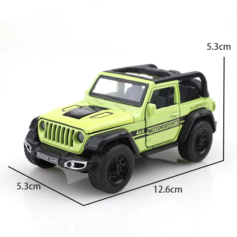 (Vendu en sachet) Véhicule tout-terrain Wrangler convertible 1/36, en métal moulé sous pression, jouet pour garçon, quatre portes ouvrables, fonction de recul
