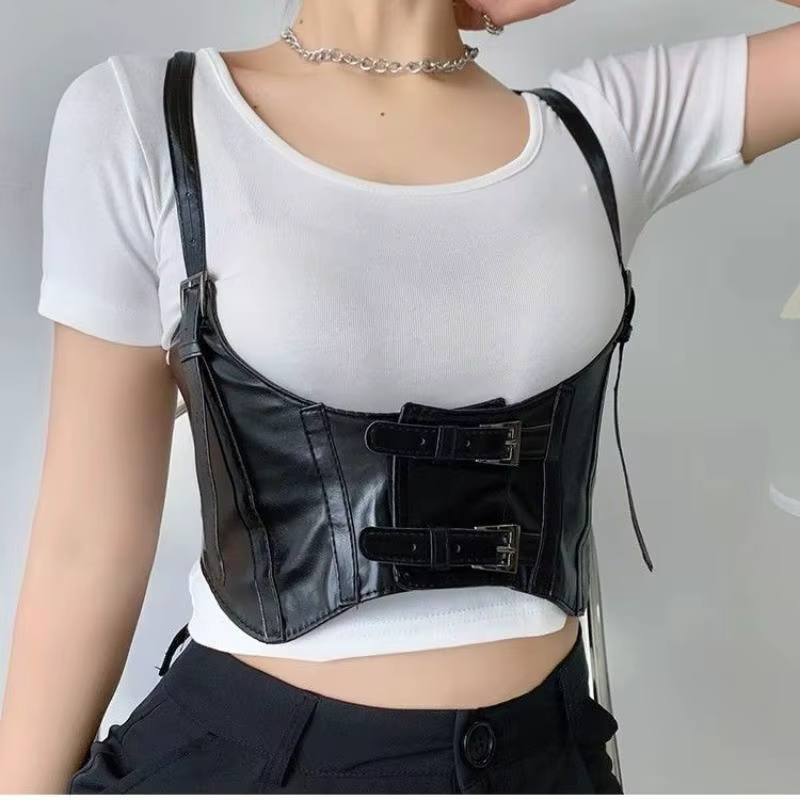 Ceinture large en cuir pour femme
