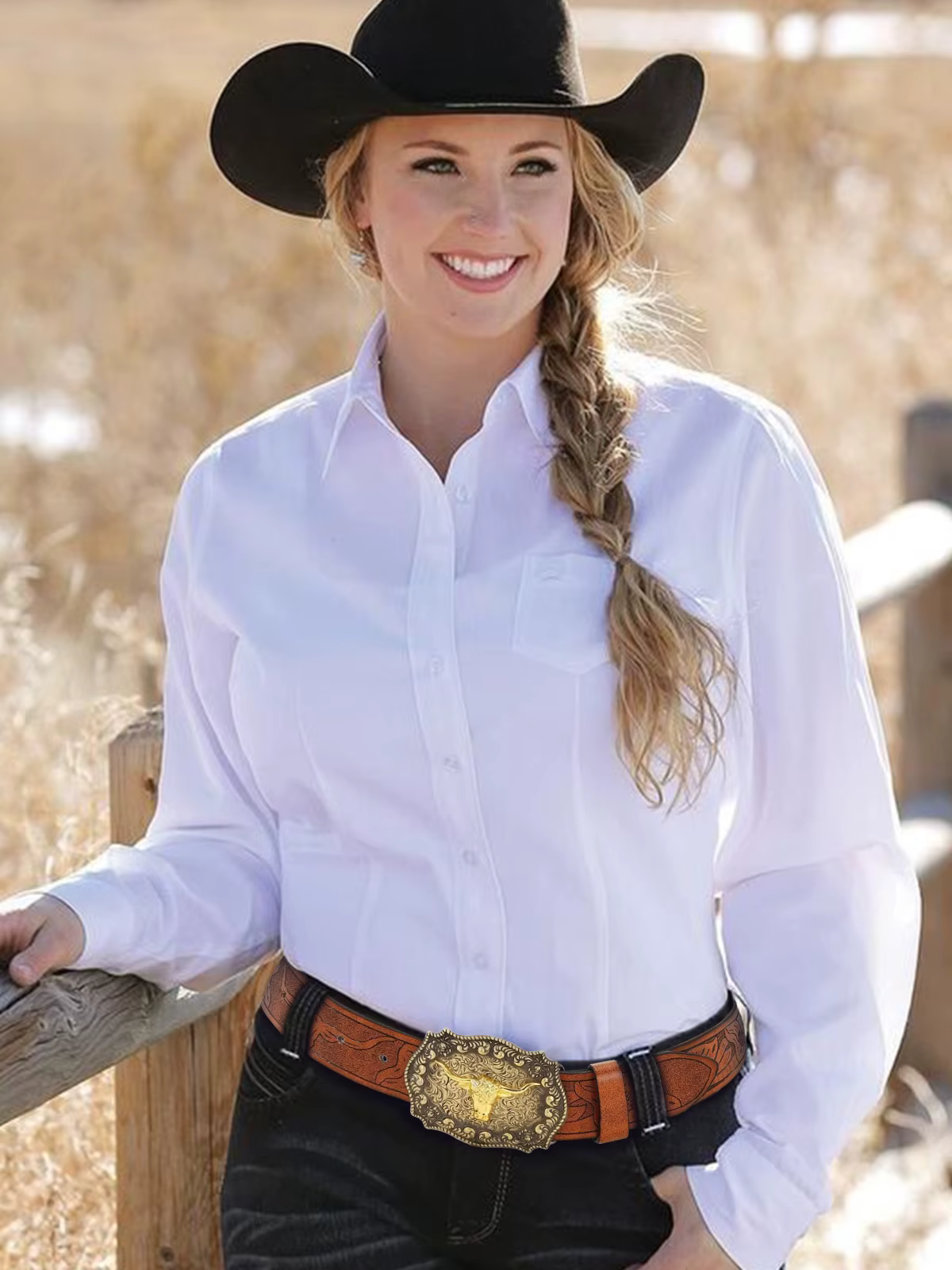 OYIFAN Western Cowboy ceinture jeans boucle ardillon